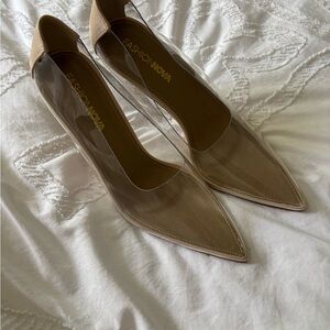 Fashion Nova Tan and Clear Heels